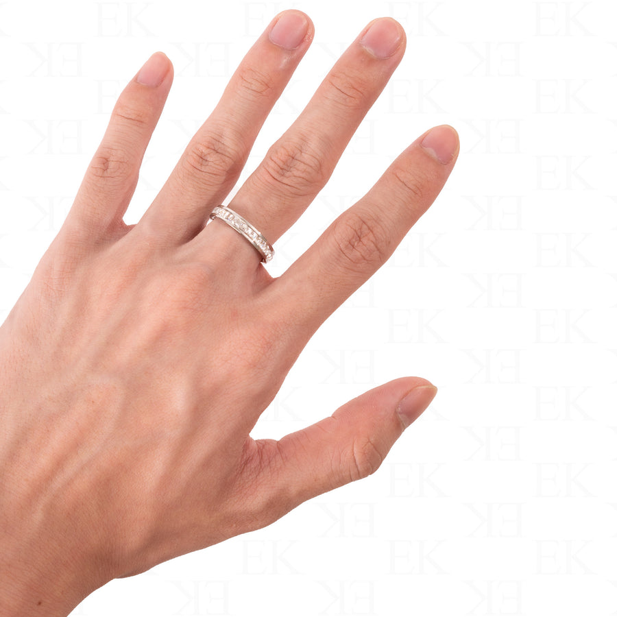 Single Iced Out Band Ring Silver