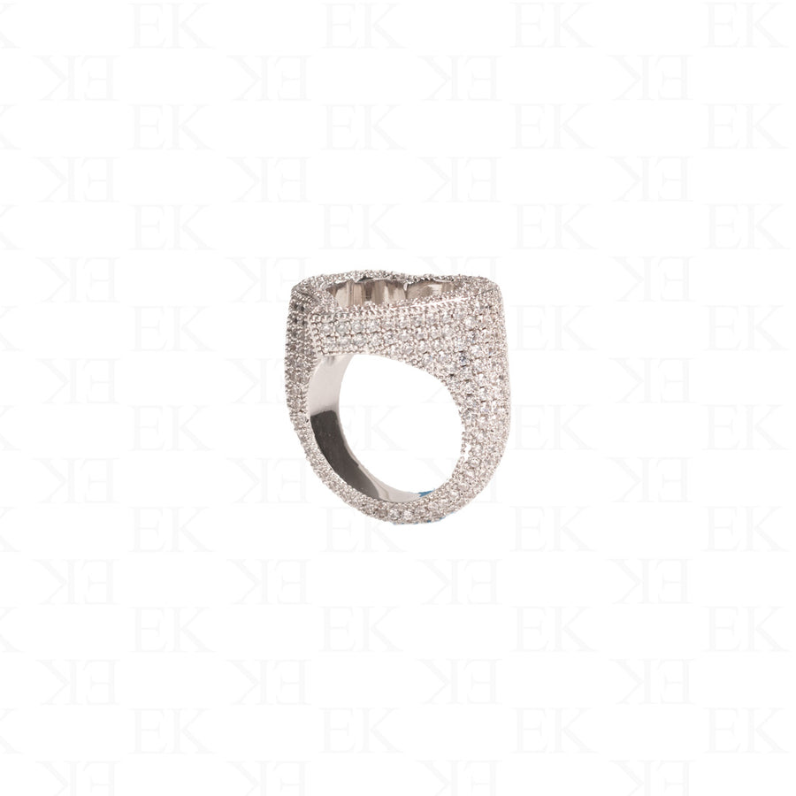 Heart Ring Iced Out Silver