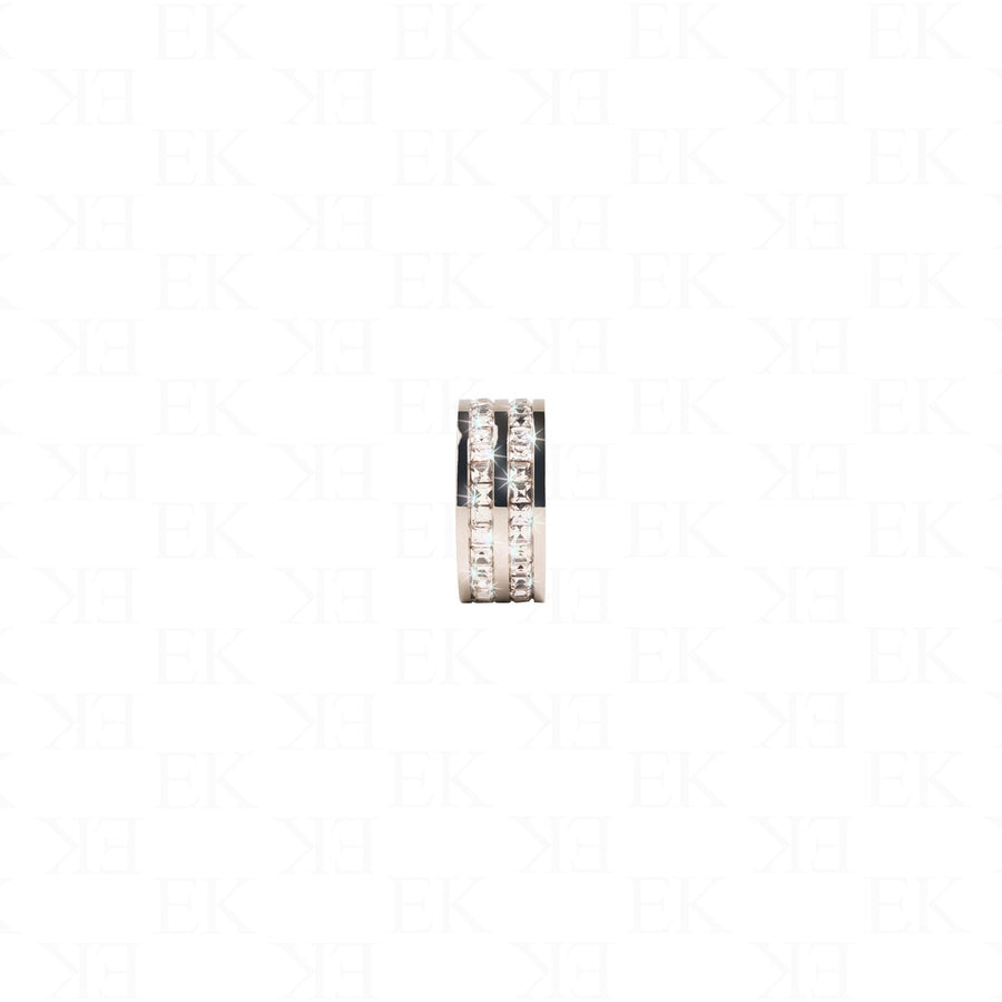 Double Iced Out Band Ring Silver