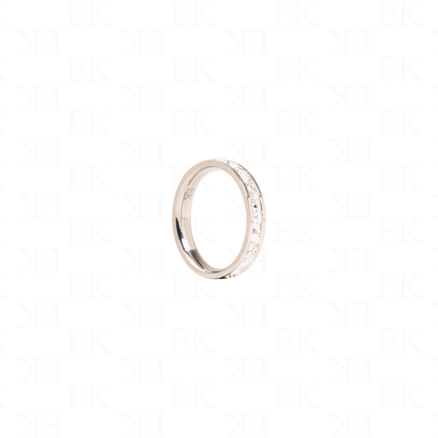 Single Iced Out Band Ring Silver