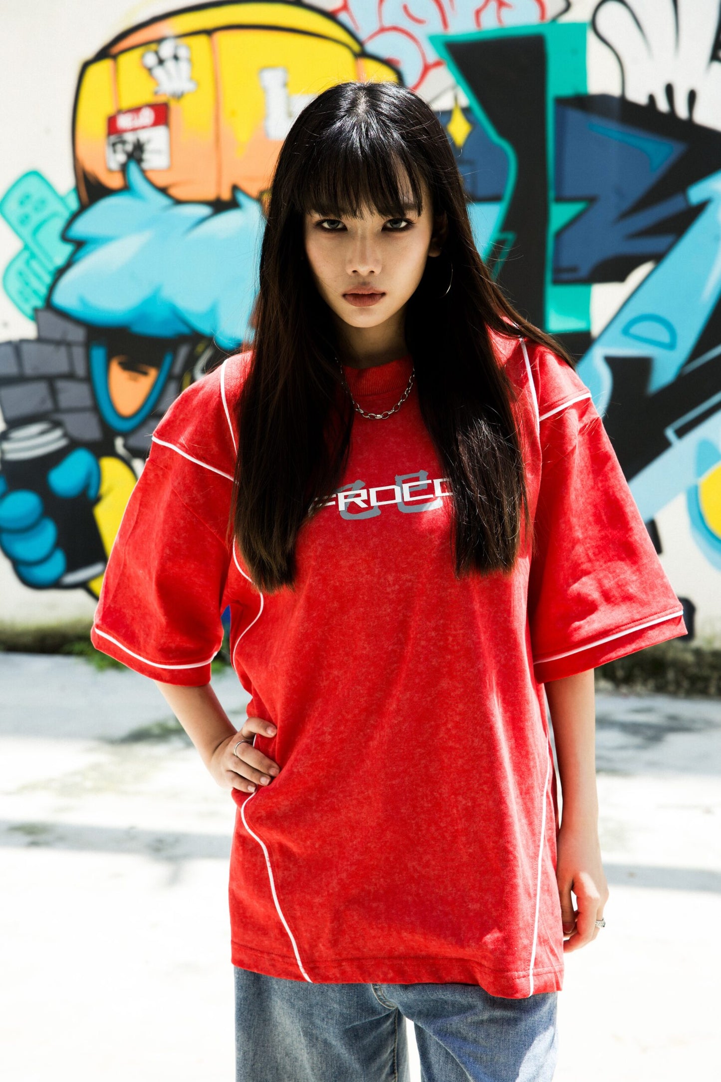 STONED SNAKE BONE WASHED RED TEE