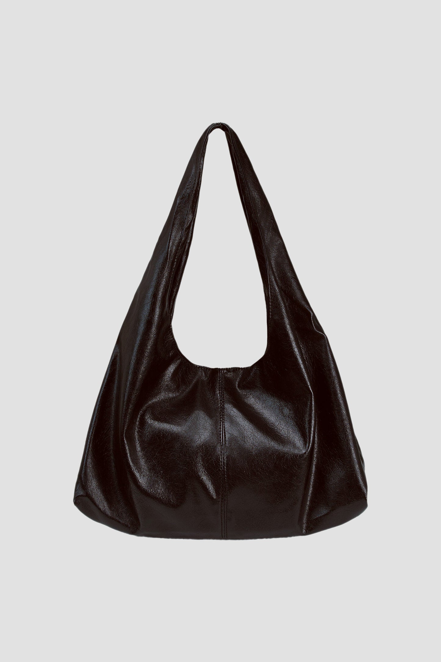Triangle Leather Tote (Dark Brown)
