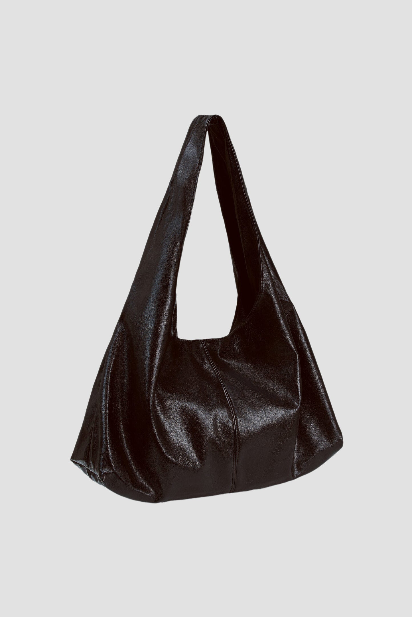 Triangle Leather Tote (Dark Brown)