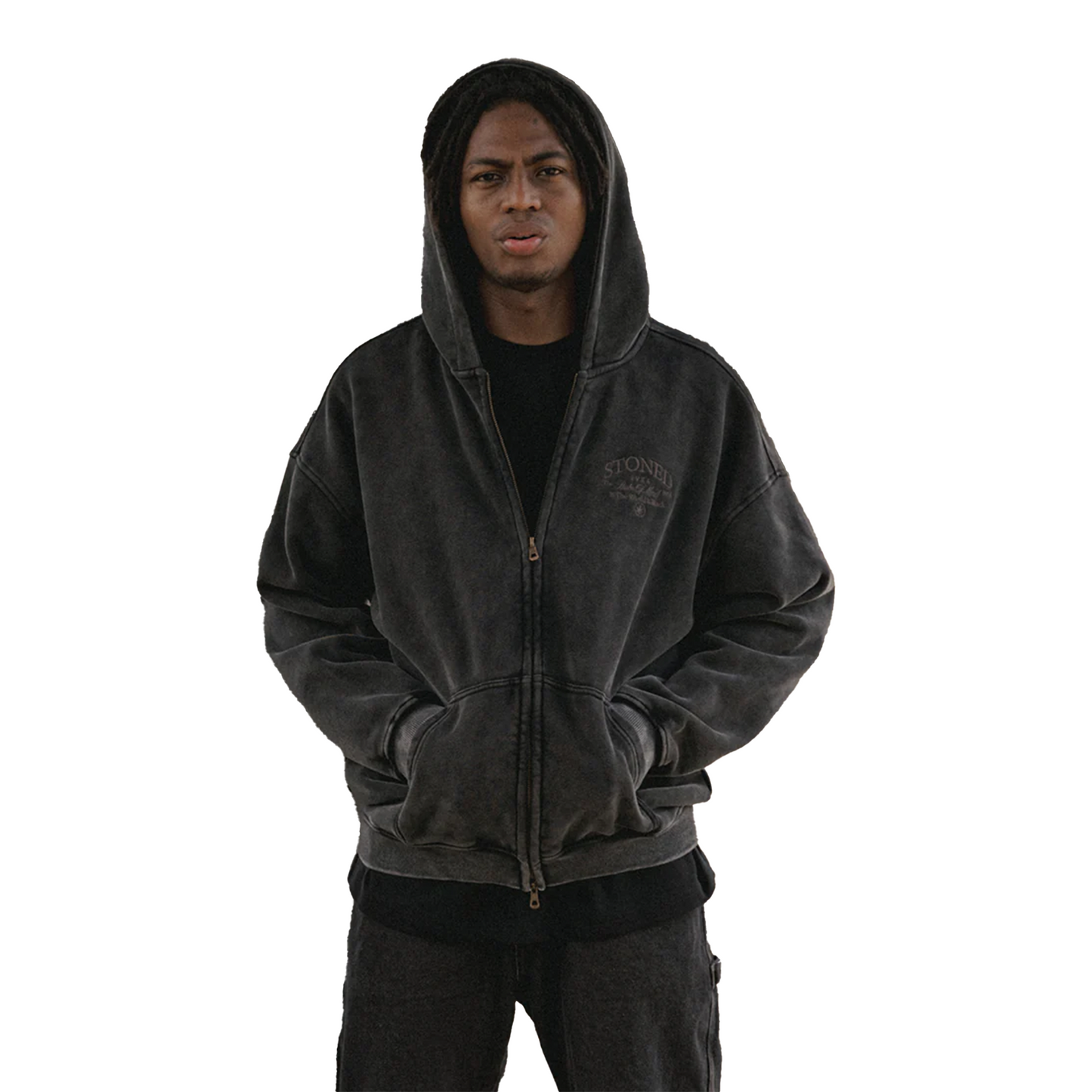Void : Vintage Washed Zip Hoodie Black