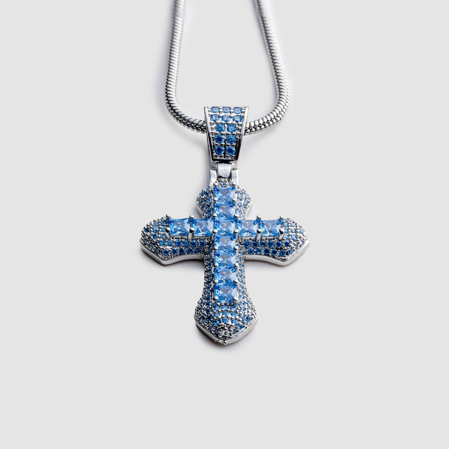 Infinite Cross Necklace Blue