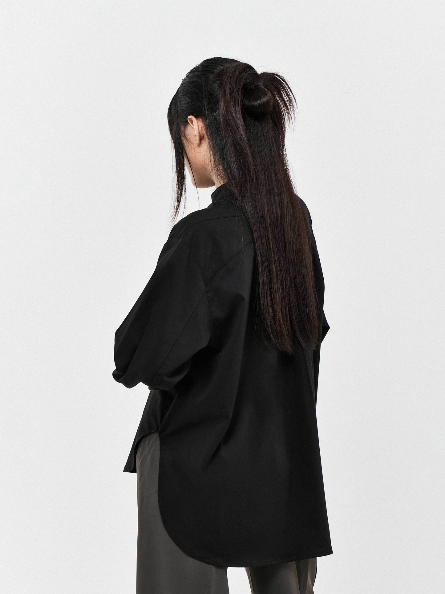 Office Bow Long Sleeve Shirt | Black