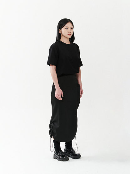 Parachute Drawstring Ruched Long Skirt