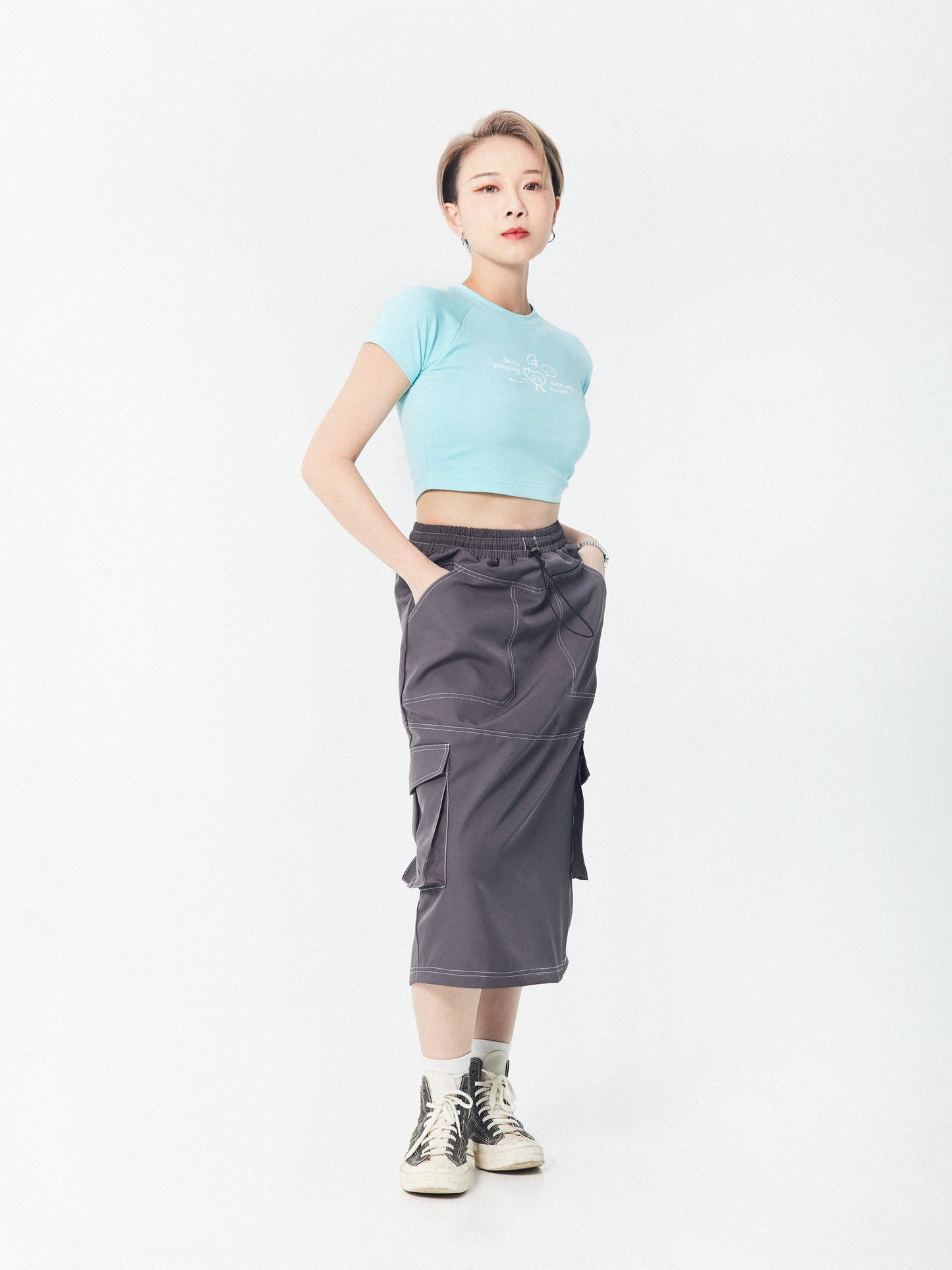 Midi Cargo Skirt | Grey