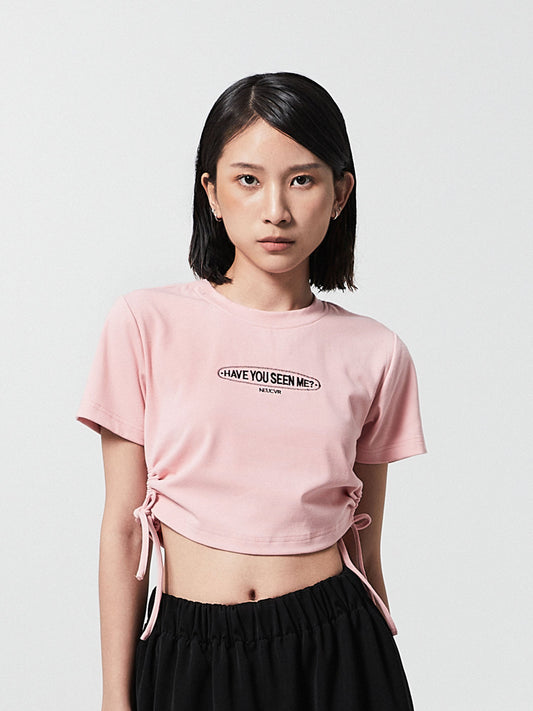 Graphic Ruched Side Crop | Pink