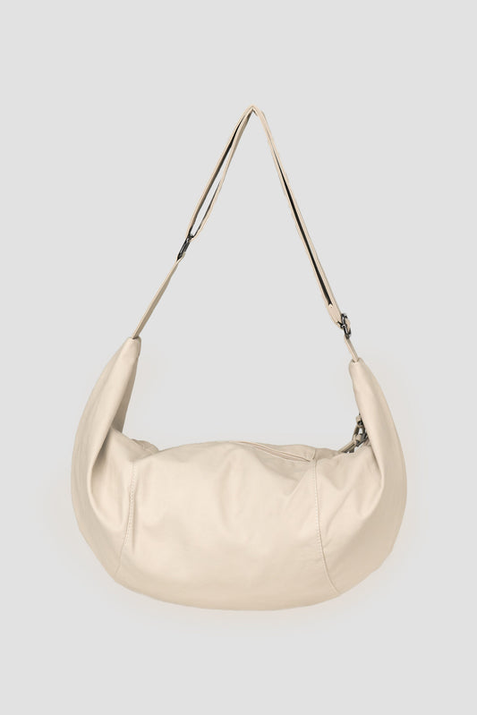 Croissant Leather Crossbody Bag (Off White)