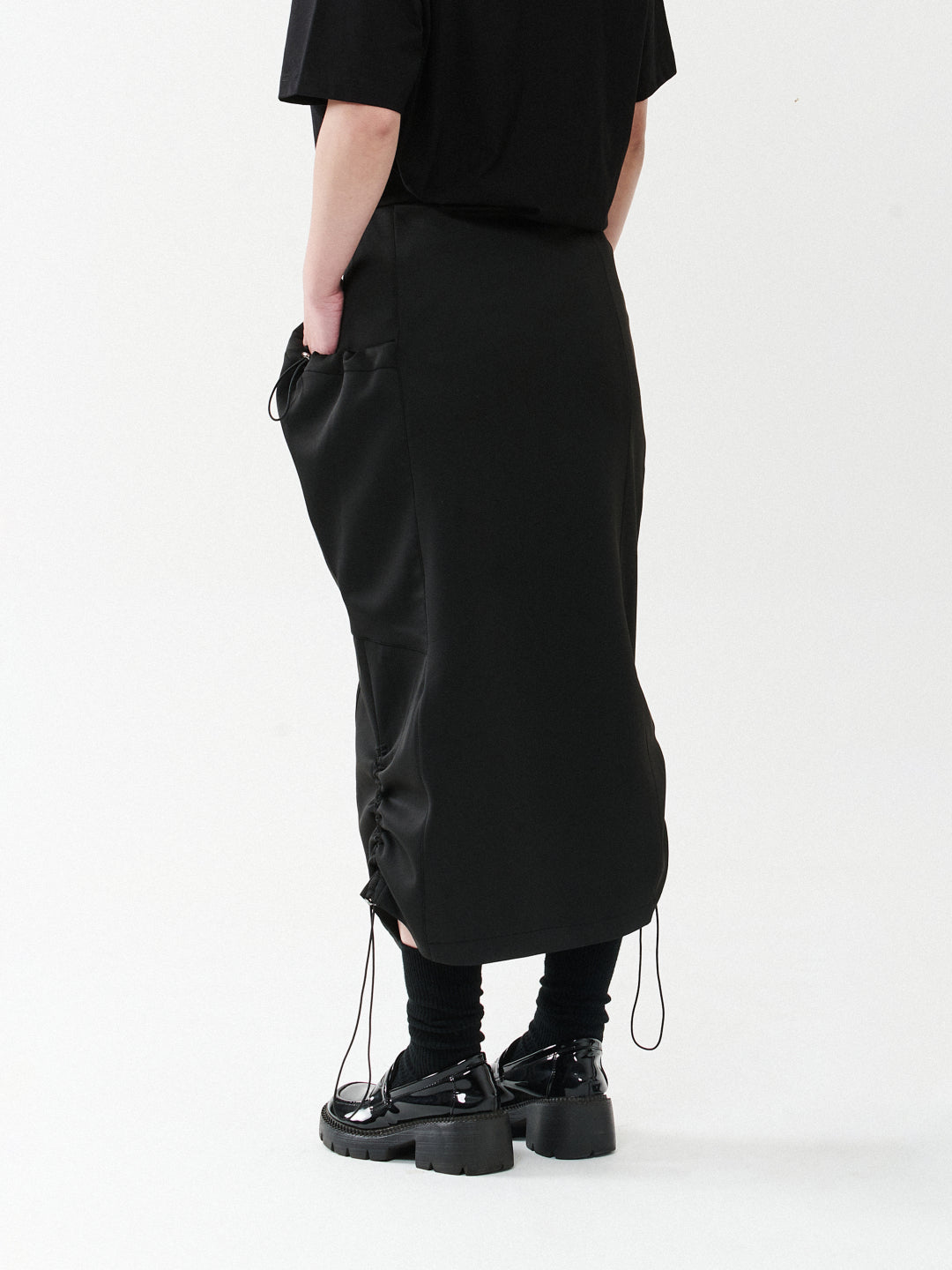 Parachute Drawstring Ruched Long Skirt