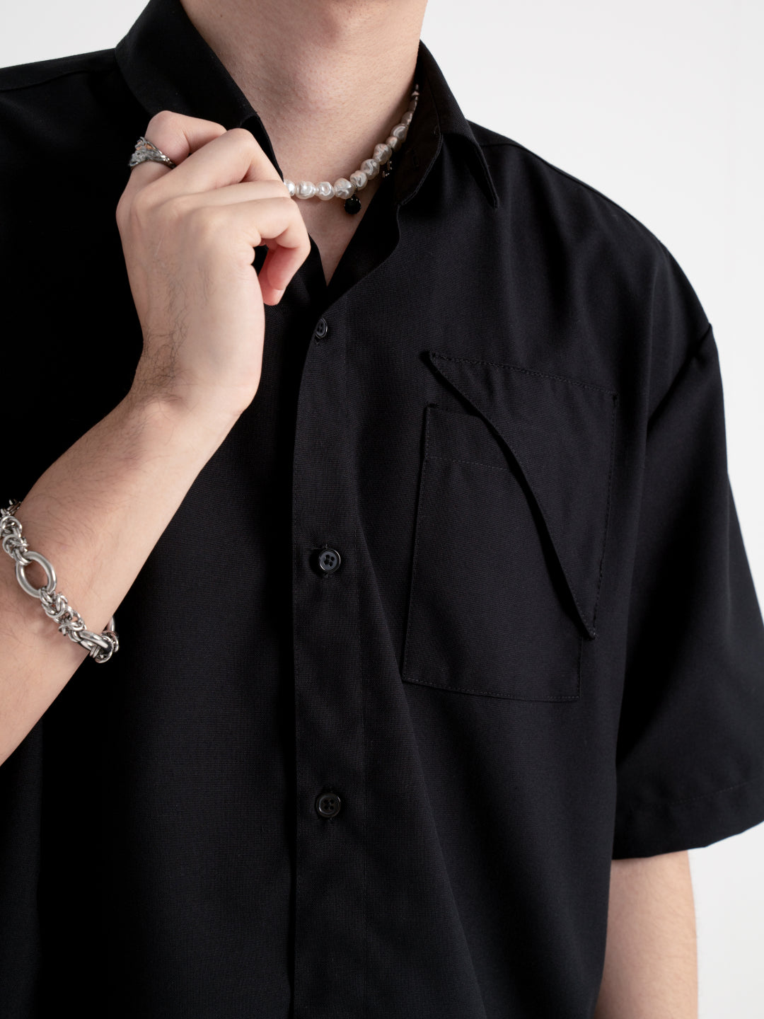 Irregular Pocket Shirt | Black