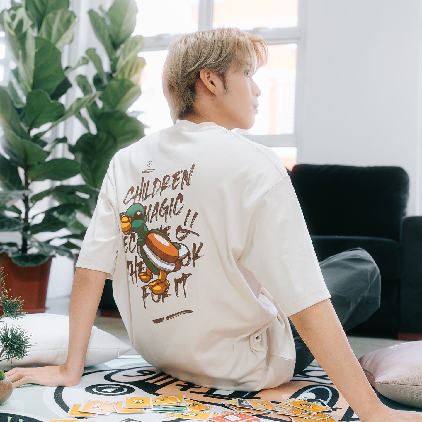 Balloon Duck Oversized Tee - Beige