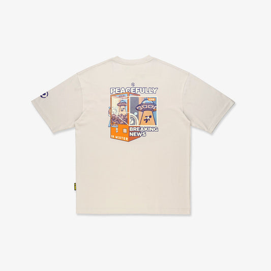 Breaking News Oversized Tee - Beige