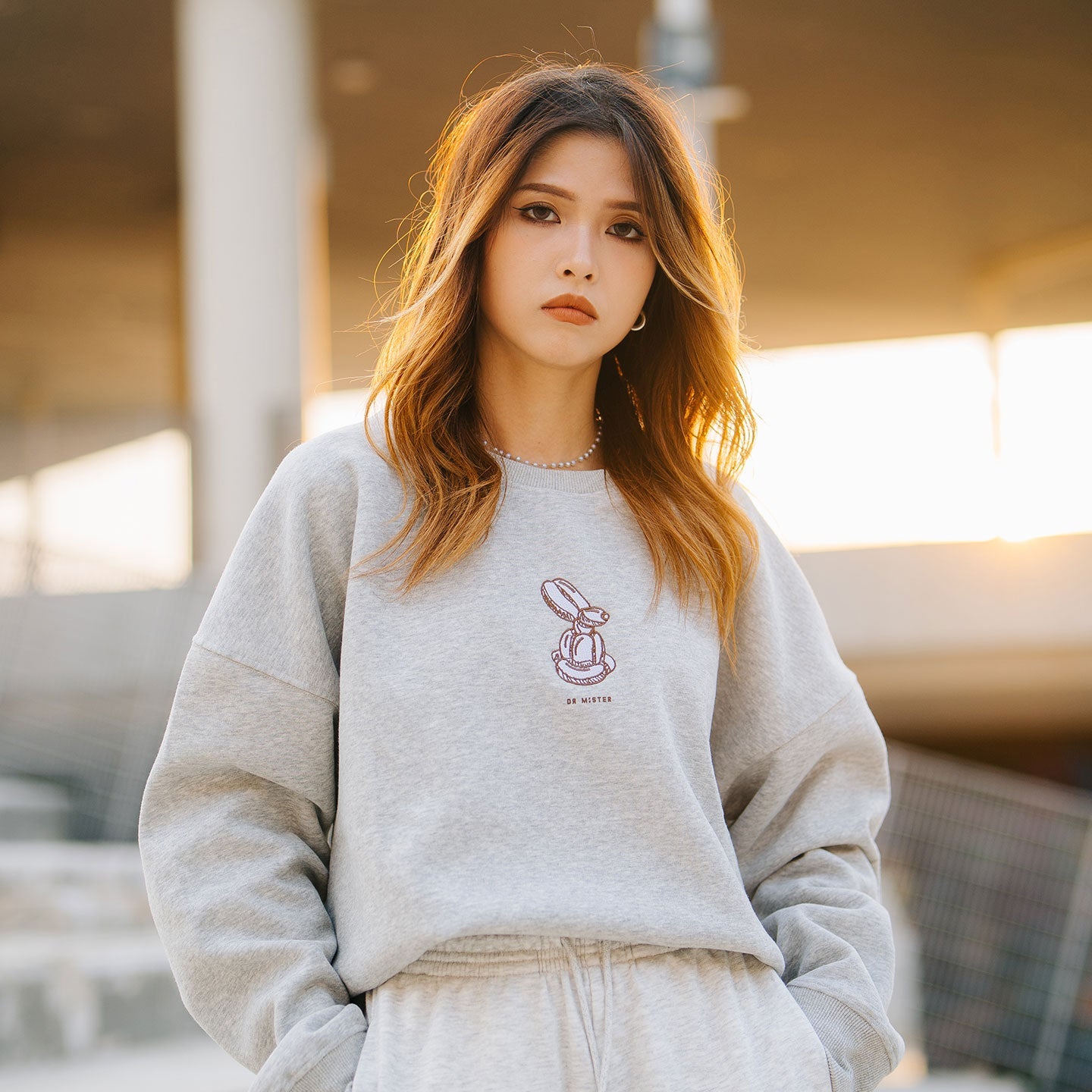 Bunny Sweatshirt - Melange Grey