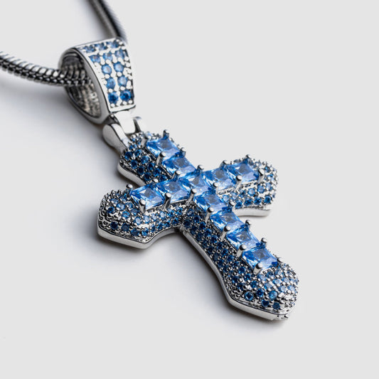 Infinite Cross Necklace Blue