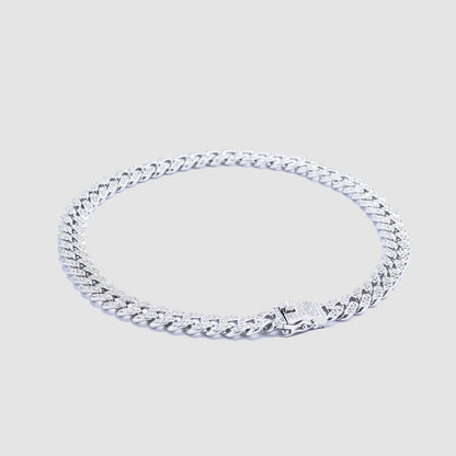 Glass Stone Cuban Link Silver