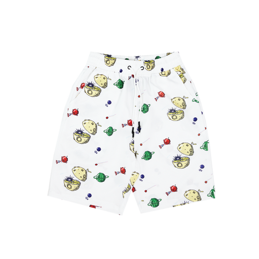 Cartoon Patterned Short White