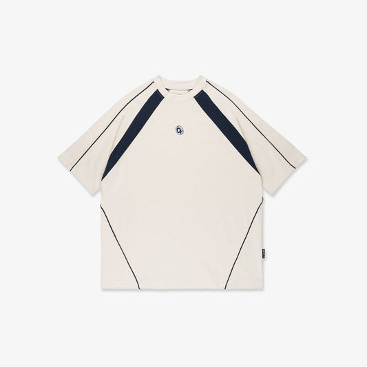 Lustre Panelled Broad Tee - Bone Beige