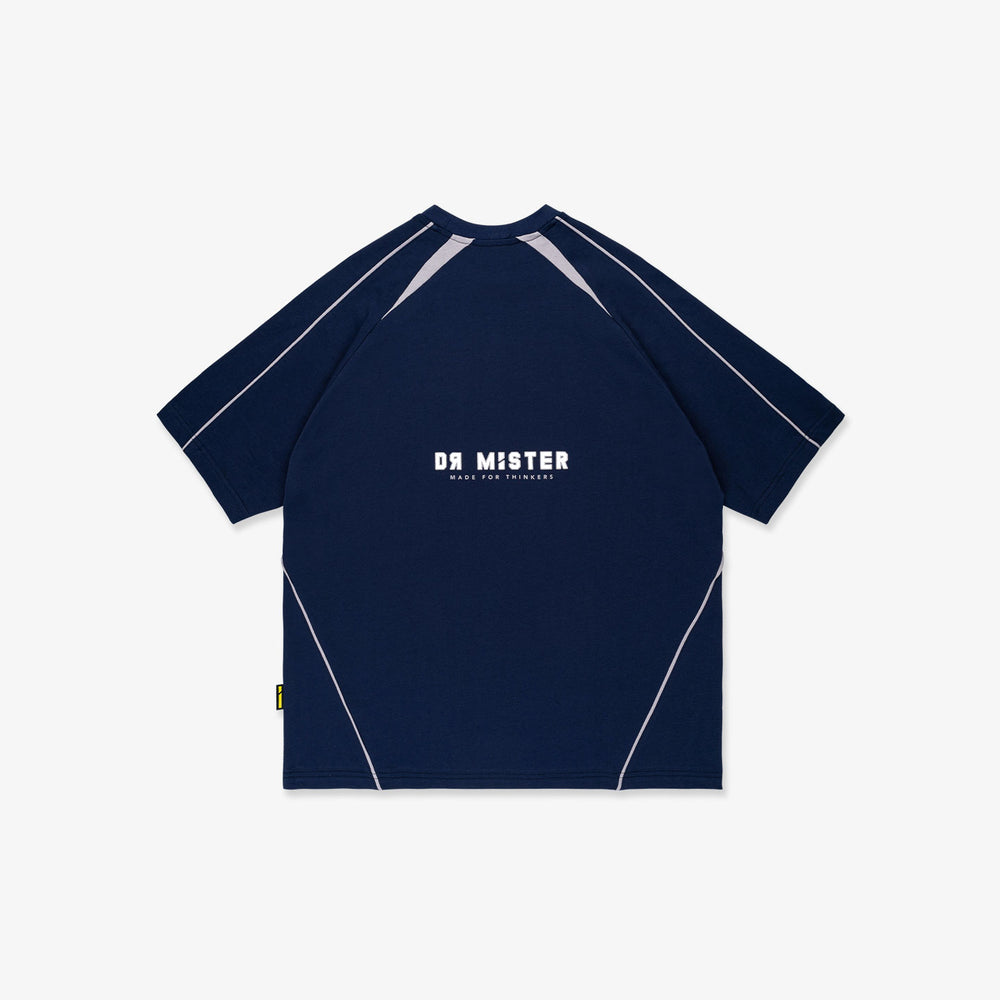 Lustre Panelled Broad Tee - Navy Blue