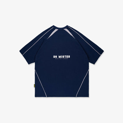 Lustre Panelled Broad Tee - Navy Blue