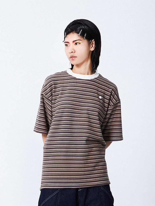 Cozy Stripes Emblem Tee | Brown