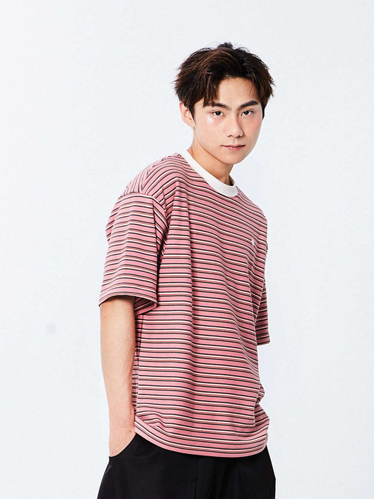 Cozy Stripes Emblem Tee | Pink