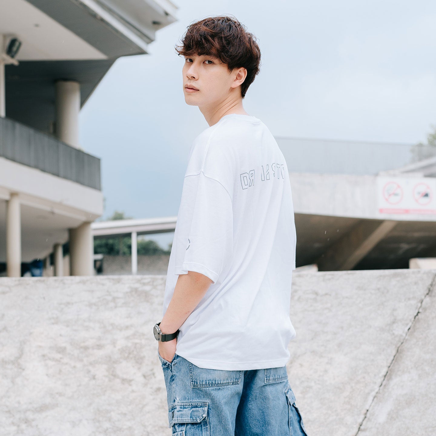 Outline Logo Broad Tee - White