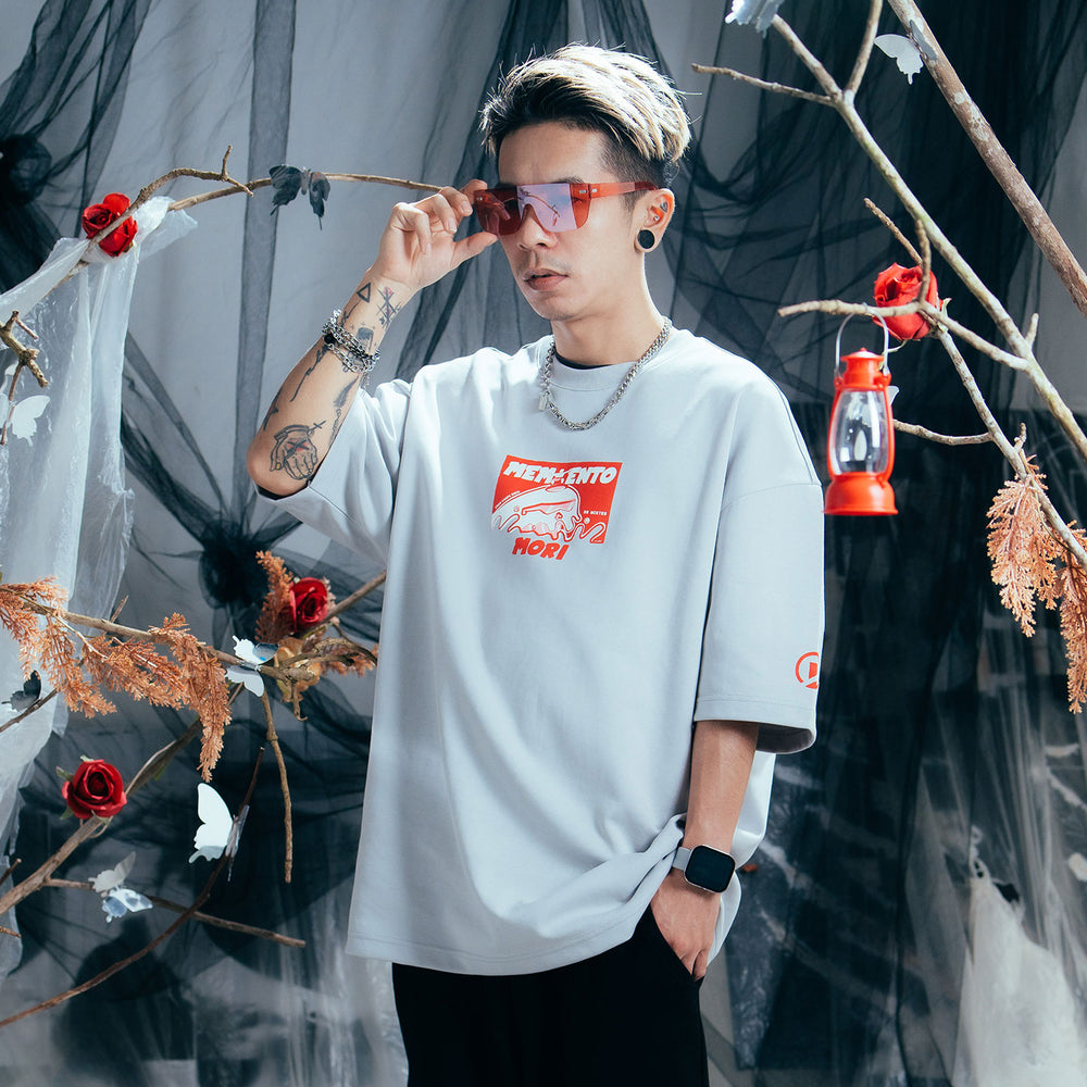 SkullWave Broad Tee - Light Grey