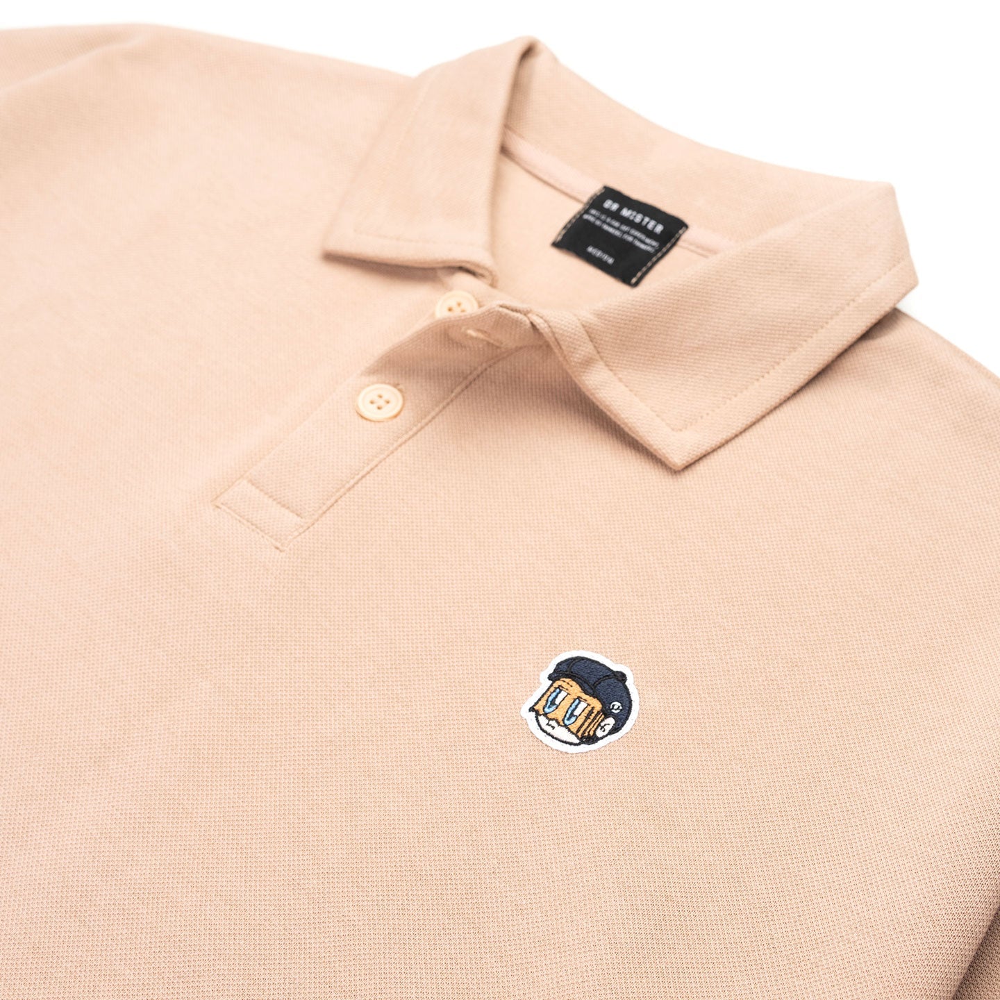 Patched Polo Tee - Beige