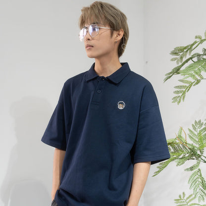 Patched Polo Tee - Navy Blue