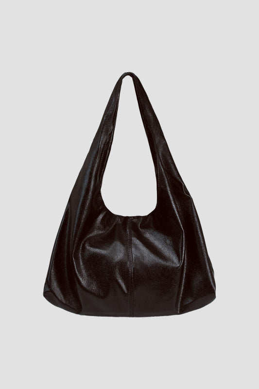 Triangle Leather Tote (Dark Brown)