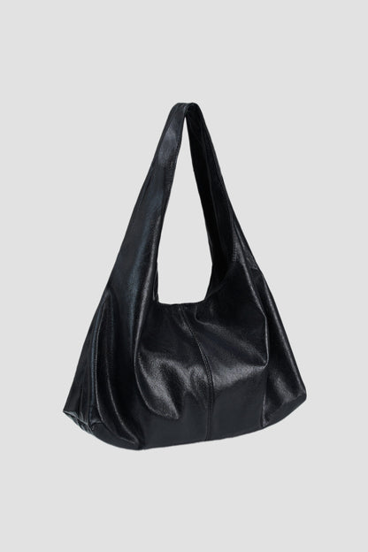 Triangle Leather Tote (Black)