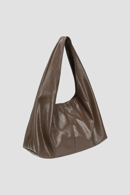 Triangle Leather Tote (Brown)