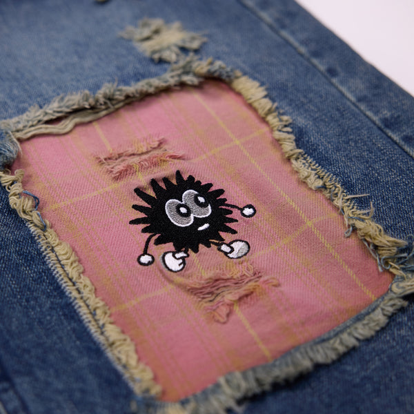 Vintage Lunar Flannel Patch Denim Shorts