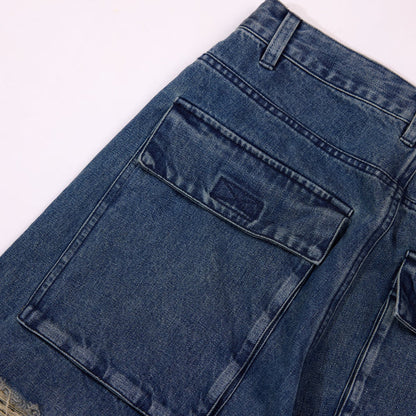 Vintage Lunar Flannel Patch Denim Shorts