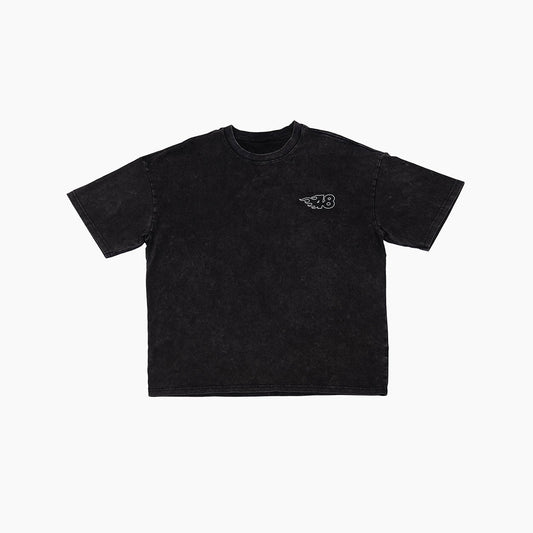 "FIRE48 BW" Washed Tee | Black