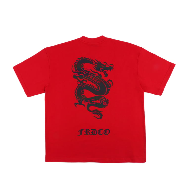 SUN WU LONG RAINBOW REFLECTIVE DRAGON RED TEE